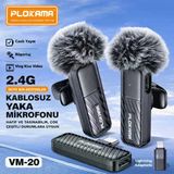 Kablosuz Yaka Mikrofonu Çiftli Set Typec & Lightning Gürültü Önleyic Tak-Çalıştır Vlog Röportaj İçin