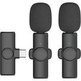 Kablosuz Yaka Mikrofonu Typ-C 2’li Mini Mikrofon - Lisinya - 001-Renkli