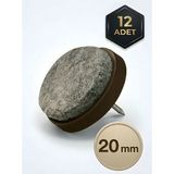 KACAR 20 mm Sandalye Ayağı Keçeli Mobilya Pabucu - Parke Zemin Koruyucu Sessiz Masa Ayağı - Kahverengi - 12 Adet