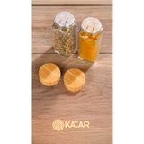Kacar 6 Adet Bambu Baharatlık Cam Baharat Kavanozu Bambu Kapaklı Kavanoz Serpme Başlıklı Baharatlık 120 Ml