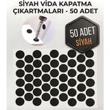 KACAR Yapışkanlı Vida Kapatıcı Tapası - Mobilya Vida Gizleme Kapağı - Siyah - 50 Adet