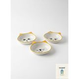 Kachkırhome Seramik Kedi Mama ve Su Kabı Çocuklar Için Mama Kabı 3lü Set Sarı Renk