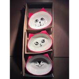 Kachkırhome Seramik Kedi Mama ve Su Kabı Çocuklar Için Mama Kabı 3lü Set