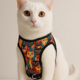 Kaçış Önleyici Kedi Gögüs Tasması - Siyah