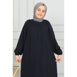 Kadeem Giyim Reglan Kol Büzgülü Çocuk Elbise-Medine Ipeği - 13 Yaş - Lacivert