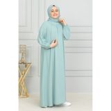 Kadeem Giyim Reglan Kol Büzgülü Çocuk Elbise-Medine Ipeği - 9 Yaş - Mint Yeşili