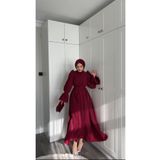 KADEL Bordo Dila Tesettür Abiye Elbise,mezuniyet,balo,gece Elbisesi