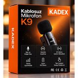 Kadex K9 Kablosuz Yaka Mikrofonu – Gürültü Azaltma Özellikli, Telefon Uyumlu, Tak Çalıştır, Video ve Canlı Yayın Mikrofonu