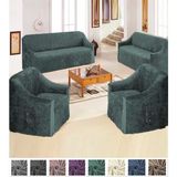 Kadife 3+3+1+1 Lastikli Kanepe Örtüsü | Lastikli Koltuk Örtüsü | Koltuk Kılıfı - 180 x 230 cm - Yeşil