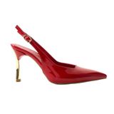 Kadife Altın Topuklu Stiletto – Şık Abiye Kadın Ayakkabı (Kırmızı Rugan, EU Ayakkabı Beden Sistemi, Yetişkin, Kadın, Sayısal, Orta, 37)