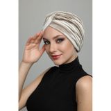 KADİFE ÇAPRAZ BEJ HAZIR TÜRBAN TESETTÜR BONE