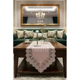Kadife Dantel Detaylı Pudra Runner (140X40cm)