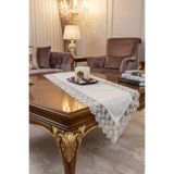 Kadife Dantel Detaylı Runner 140x40cm Krem