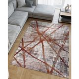Kadife Dokulu, Lastikli, Sünger Apreli, Kaymaz, Yıkanabilir Modern Desenlerde Halı Örtüsü - 6 M2 - Açık Kahve - 200 x 300 cm