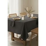 Kadife Dokulu Premium Düz Polyester Dertsiz Masa Örtüsü - Antrasit - 150 x 250 cm