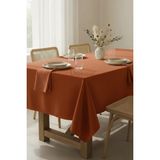 Kadife Dokulu Premium Düz Polyester Dertsiz Masa Örtüsü - Kiremit - 150 x 270 cm