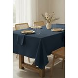 Kadife Dokulu Premium Düz Polyester Dertsiz Masa Örtüsü - Mavi - 130 x 170 cm