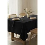Kadife Dokulu Premium Düz Polyester Dertsiz Masa Örtüsü - Siyah - 140 x 210 cm