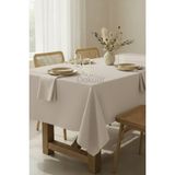 Kadife Dokulu Premium Düz Polyester Dertsiz Masa Örtüsü - Taş - 140 x 140 cm