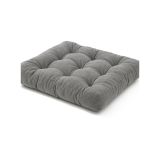 Kadife Döşemelik Kumaştan Yer Pufu | Sandalye Minderi | Yer Minderi 60x60 cm (Açık Gri)
