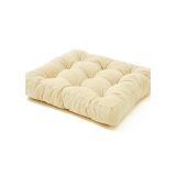 Kadife Döşemelik Kumaştan Yer Pufu | Sandalye Minderi | Yer Minderi 60x60 cm (Krem)
