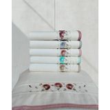 Kadife Dual Bordür 3D Nakışlı %100 Pamuk 6 Adet 30X50 cm Mutfak Havlusu - 30 x 50 cm - Antrasit - Krem - Mint - Hardal - Şeftali