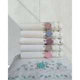 Kadife Dual Bordür 3D Nakışlı %100 Pamuk 6 Adet 30X50 cm Mutfak Havlusu - 30 x 50 cm - Antrasit - Krem