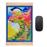 Kadife Halı Mouse Pad | Bohem Tarzı Tasarım Dokuma Halı Mousepad Ofis Dekoru için Fare Altlığı | Masa Fare Altlığı 21,8 cm x 30,0 cm Küçük Fare Koruyucu (Mavi VI)