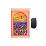 Kadife Halı Mouse Pad | Bohem Tarzı Tasarım Dokuma Halı Mousepad Ofis Dekoru için Fare Altlığı | Masa Fare Altlığı 21,8 cm x 30,0 cm Küçük Fare Koruyucu (Mor II)