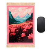 Kadife Halı Mouse Pad | Bohem Tarzı Tasarım Dokuma Halı Mousepad Ofis Dekoru için Fare Altlığı | Masa Fare Altlığı 21,8 cm x 30,0 cm Küçük Fare Koruyucu (Nar Çiçeği)