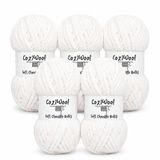 Kadife İp, 5'li Paket 5x100 Gr. 120 Mt., Soft Chenille Bulky%100 Mikro Polyester, Amigurumi, Oyuncak, Bebek Battaniyesi, Yumuşak, Lüks & Canlı Renkler, 1001-Optik Beyaz