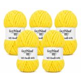 Kadife İp, 5'li Paket 5x100 Gr. 120 Mt., Soft Chenille Bulky%100 Mikro Polyester, Amigurumi, Oyuncak, Bebek Battaniyesi, Yumuşak, Lüks & Canlı Renkler, 1004-Sarı