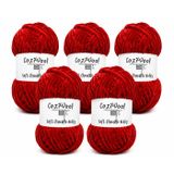 Kadife İp, 5'li Paket 5x100 Gr. 120 Mt., Soft Chenille Bulky%100 Mikro Polyester, Amigurumi, Oyuncak, Bebek Battaniyesi, Yumuşak, Lüks & Canlı Renkler, 1020-Yakut