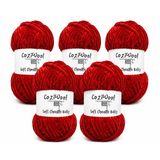 Kadife İp, 5'li Paket 5x100 Gr. 120 Mt., Soft Chenille Bulky%100 Mikro Polyester, Amigurumi, Oyuncak, Bebek Battaniyesi, Yumuşak, Lüks & Canlı Renkler, 1020-Yakut