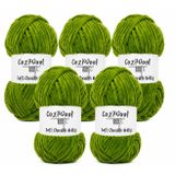 Kadife İp, 5'li Paket 5x100 Gr. 120 Mt., Soft Chenille Bulky%100 Mikro Polyester, Amigurumi, Oyuncak, Bebek Battaniyesi, Yumuşak, Lüks & Canlı Renkler, 1031-Fıstık Yeşil