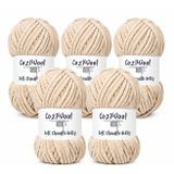 Kadife İp, 5'li Paket 5x100 Gr. 120 Mt., Soft Chenille Bulky%100 Mikro Polyester, Amigurumi, Oyuncak, Bebek Battaniyesi, Yumuşak, Lüks & Canlı Renkler, 1037-Krem