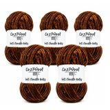Kadife İp, 5'li Paket 5x100 Gr. 120 Mt., Soft Chenille Bulky%100 Mikro Polyester, Amigurumi, Oyuncak, Bebek Battaniyesi, Yumuşak, Lüks & Canlı Renkler, 1039-Kahverengi