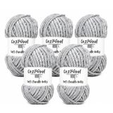 Kadife İp, 5'li Paket 5x100 Gr. 120 Mt., Soft Chenille Bulky%100 Mikro Polyester, Amigurumi, Oyuncak, Bebek Battaniyesi, Yumuşak, Lüks & Canlı Renkler, 1048-Gri