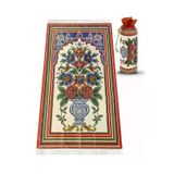 Kadife İpek Dokulu Keseli Çiçek Desenli Seccade - 62x110 cm, Pratik ve Taşınabilir - IPK08