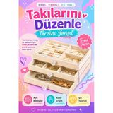 Kadife Kaplamalı Şeffaf Takı Kutusu Çekmeceli Saat Yüzük Kolye Organizeri