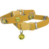 Kadife Kedi Boyun Tasması Taşlı 20-32 cm Sarı
