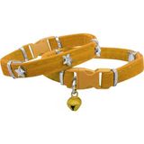 Kadife Kedi Boyun Tasması Yıldızlı 20-32 cm Sarı