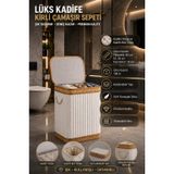 Kadife Kirli Çamaşır Sepeti 100 Lt Katlanabilir Kapaklı Çamaşır Sepeti