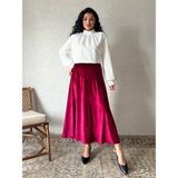 Kadife Kloş Etek (Bordo, L-XL)