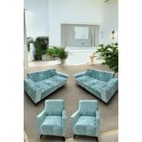 Kadife Koltuk Örtüsü Lastikli Esnek Yıkanabilir Koltuk Kılıfı 3+3+1+1 Solma Kayma Yapmaz Leke Tutmaz - 1,5 x 0,7 m - Mint Yeşili