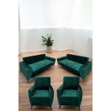 Kadife Koltuk Örtüsü Lastikli Esnek Yıkanabilir Koltuk Kılıfı 3+3+1+1 Solma Kayma Yapmaz Leke Tutmaz - 180 x 230 cm - Yeşil
