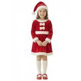 Kadife Kumaş Fiyonklu Noel Anne Kostümü