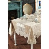 Kadife Lüks Masa Örtüsü Seti Dantelli Güpürlü 25 Parça Date Cappuccino 160 x 260
