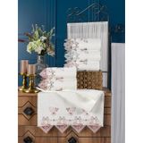 Kadife Lüks Nakışlı Gipürlü Çeyizlik El Havlusu 50x90 6'Lı Paket model-3