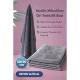 Kadife Mikrofiber Pelüş Temizlik Bezi, Gri, 50x70 cm